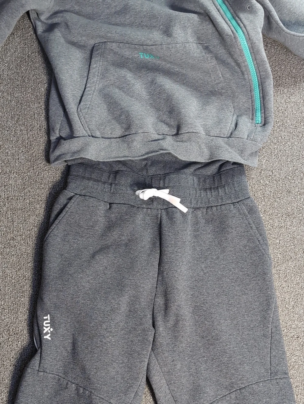 Tuxy Jumpsuit Hoodie One Piece Loungewear Onsie Women's Size L Two Tone Gray